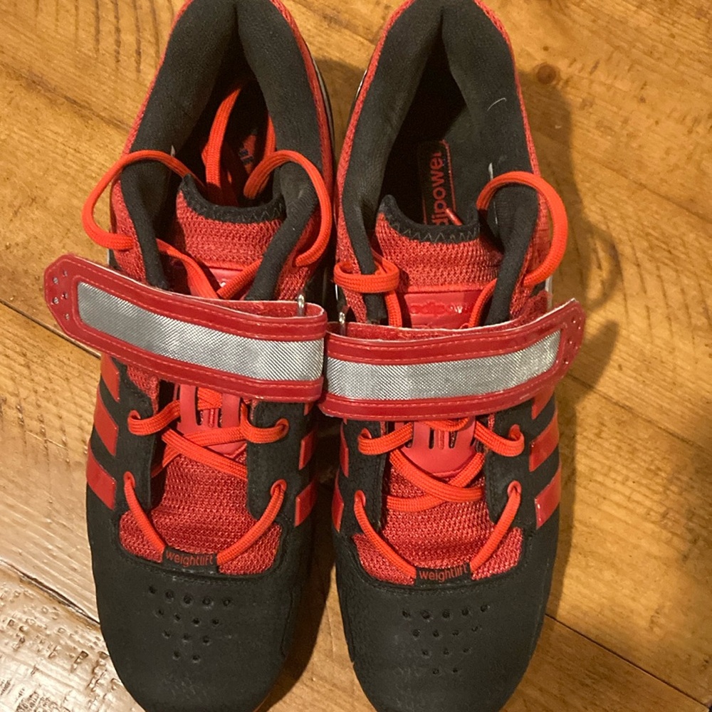 Adidas AdiPower Red and Black Weightlifting Shoes